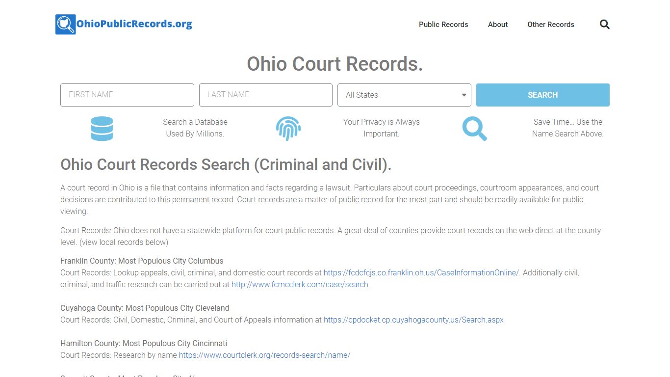 Ohio Court Records: OhioPublicRecords.org