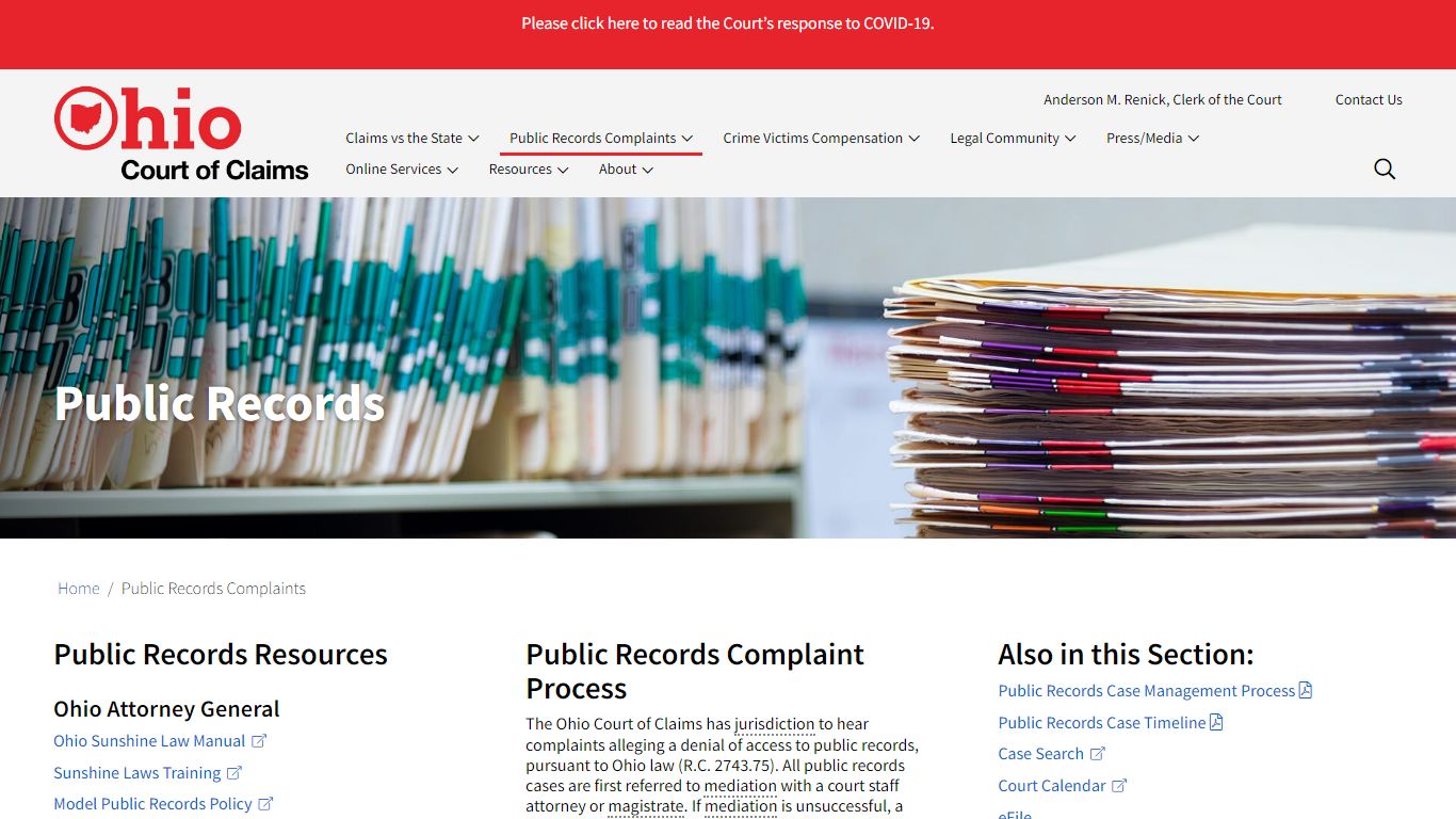 Public Records Complaints - Ohio Court of Claims